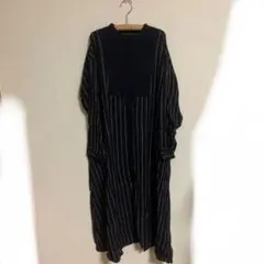 紺色　ネイビー　長袖 シャツ ロングワンピース