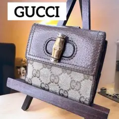 GUCCI グッチ GGキャンバス バンブー 二つ折り財布 ブラウン　人気柄