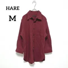 HARE ハレ　七分袖シャツ　M　ワインレッド　リネン混　やや薄手　1083のサムネイル