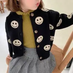 【新品未使用】ニコちゃん総柄ニットカーディガン100サイズ