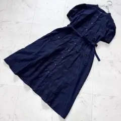 ハイク シアースリーブワンピース 【M】1 ネイビー 異素材 ミリタリー 