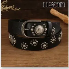 ラスト1点❗️ レザーベルト　ヴィンテージ　ブラック　スタッズ　ベルト