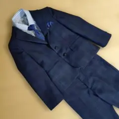 ♦美品 WF ネイビー チェック柄 フォーマルスーツ 120サイズ 長ズボン
