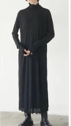 エシカ　シアータートルワンピース　黒　新品　メローロングワンピース