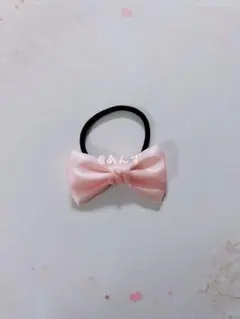 ハンドメイド　ヘアゴム　リボン　ピンク