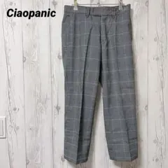 【チャオパニック】クロップド丈　グレンチェック　S ワイドパンツ