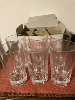 [新品未使用] サッポロビール　グラス6個　カット柄有り♪♪昭和レトロ