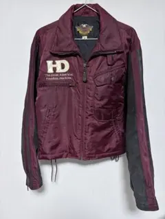 HARLEY-DAVIDSON 切り替えブルゾン　レザー×ナイロン　ボルドー