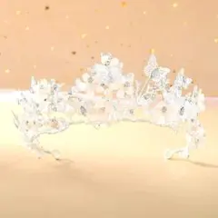 ティアラ フラワー 蝶モチーフ ウェディング プリンセス ロイヤル シルバー