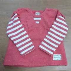 オレンジ系 ストライプ柄 トレーナー 80