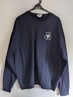ネイビー ロゴ刺繍 長袖トレーナー