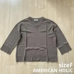 AMERICAN HOLIC コットンＶネックオーバーサイズニット サイズF