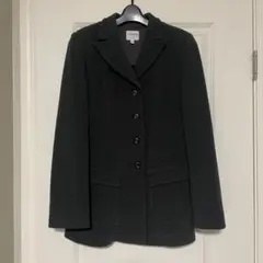 Armani collezioni 4Bピークドラペルナイロン混ウールジャケット