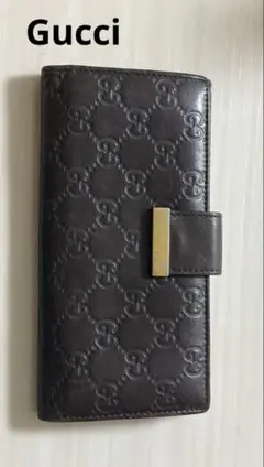 GUCCI グッチ　長財布　メタルロゴ　グッチシマ　GG ブラウン　人気商品