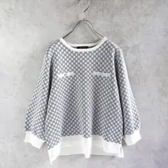 美品■リフレクト 大きいサイズ 洗える クラシカルダイヤ柄ニット