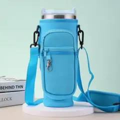 新品！便利！暑さ対策 水筒カバー 肩掛け ドリンクホルダー ブルー
