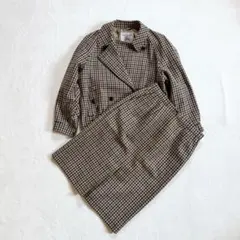 希少　セットアップ　バーバリー　ウールジャケット　くるみボタン　チェック　ダブル