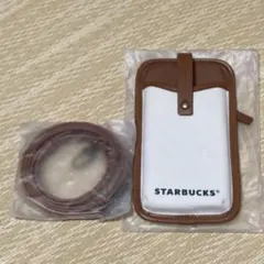 STARBUCKS スマホショルダーバッグ ホワイト/ブラウン