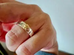 仁尾彫金『一つ星ジルコニア、ギャラクシー楕円の印台リング 