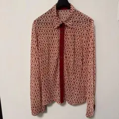 LANCETTI ヴィアッジョ 総柄シアーブラウス シャツ 赤 40 イトキンのサムネイル