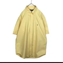ラルフローレン 半袖シャツ イエロー 黄色 ワンポイント刺繡 メンズ Mサイズ