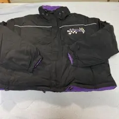 X-GIRL チェッカーフラッグ ダウンジャケット ブラック/パープル