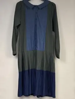 somari 長袖 プリーツ　ワンピース レトロな襟元　FREEサイズ