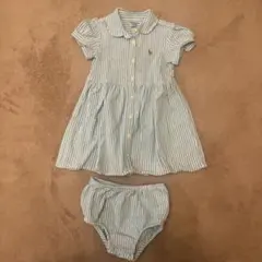 Ralph Lauren 水色ストライプ ワンピース セット　美品　85cm