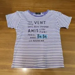 BeBe　半袖　紫ボーダー　110cmのサムネイル