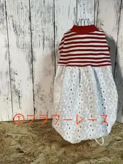 春夏犬服　ボーダーバルーンワンピ