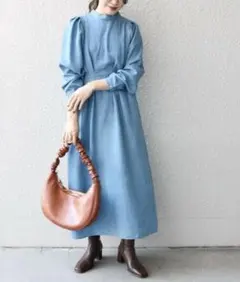 シップス 完売品　デニムロングワンピース 長袖 パールボタン