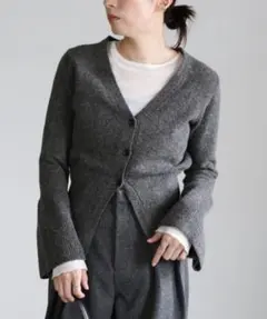 select MOCA ベルスリーブVネックニットカーディガン グレー