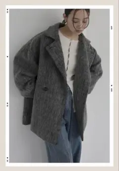 人気　シャギーミドルコート　チャコール　lumier hellam