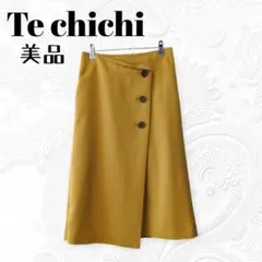 美品 テチチ ラップ風タイトスカート マスタード 春夏秋 きれいめ オフィスのサムネイル