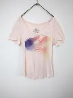 パタゴニア　Tシャツ　レディースS　ピンク　前面プリント　薄手生地　綿　テンセルのサムネイル