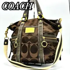 COACH POPPY シグネチャー 巾着 ワンショルダーバッグ チャーム付き