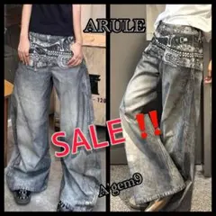 A'gem9 / ARULE プリント ワイドデニムパンツ y2k グランジ