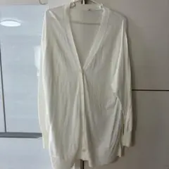 UNIQLO UVカットVネックホワイト ロングカーディガン M