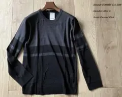 未使用品 コムサイズムメン ハイゲージ クルーネックニット Xブラック Lサイズ