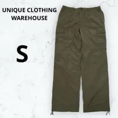 ＊ユニーククロージング＊カーゴパンツ Sサイズ ナイロン 裏起毛 カーキ Y2K