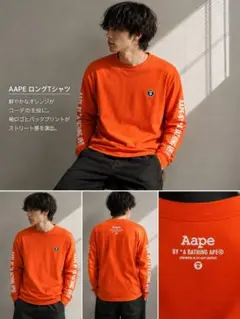 AAPE BY A BATHING APE 長袖Tシャツ オレンジ　Mのサムネイル