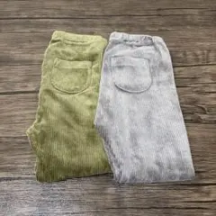 【美品】UNIQLO コーデュロイ　レギンス100cm オリーブグリーン・グレー