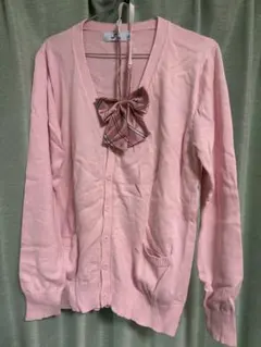 ピンク 制服 カーディガン Lサイズ　ピンクリボン
