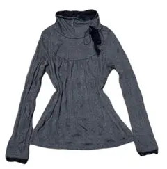 y2k darkcore grunge 森ガール リボン　ドット　カットソー