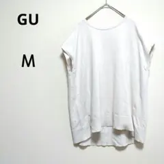 ジーユー M白 フレンチスリーブセーター スリット サマーニット ゆったり 涼