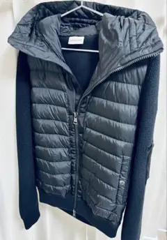 美品　MONCLER モンクレール ニットダウン フードジャケット ブラック L