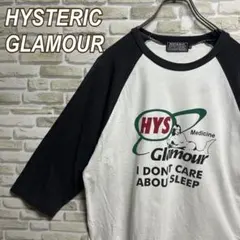 365【希少XLサイズ】ヒステリックグラマー☆ビッグロゴ　ラグラン七部丈Tシャツのサムネイル