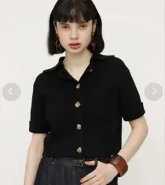 SLY ニットサファリクロップドシャツ ブラックのサムネイル