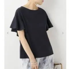 B.C STOCK フリルスリーブ カットソーTシャツ ネイビー半袖のサムネイル