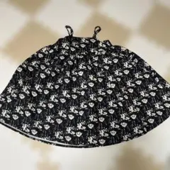 黒地に白い花柄のノースリーブワンピース 120